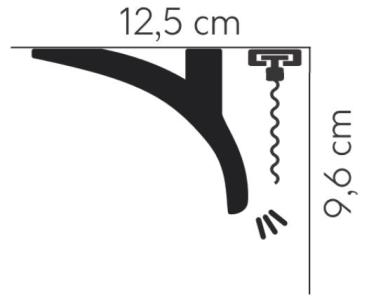 Licht 011 P   12,5x9,6cm Stuckleiste für LED Licht und auch als Gardinenblende